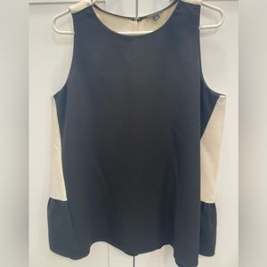 Black and cream Ann Taylor peplum sleeveless top.